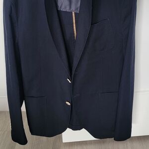 Mens Massimo Dutti Black Blazer with Cream Buttons